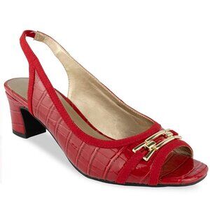 Karen Scott Women’s Red Crocodile Print Jerricca Slingback Pumps